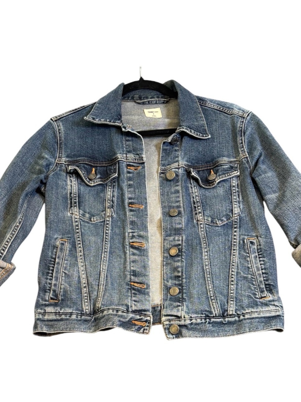 Gap 1969 Icon Denim Jacket Smith Dark Indigo Trucker Jacket Small EUC